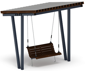 Пергола тент с качелями (наклоная) - МФ 78.03.01-И1 /с поликарбонатом/