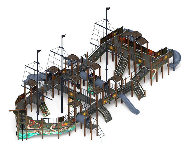 Баркентина (Летучий Голландец)  - ДИК 2.03.3.06-11.И1 - Игровой комплекс (Винтовой скат) H=1200, Н=1500, Н=2000