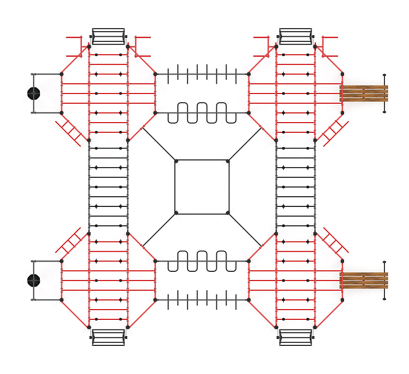 Многофункциональный спортивный комплекс (красный) МК 100.02-01