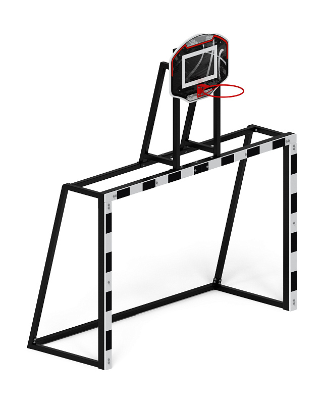 Ворота мини футбольные с баскетбольным щитом (черные) (с креплением сетки) - СО 2.60.05-01