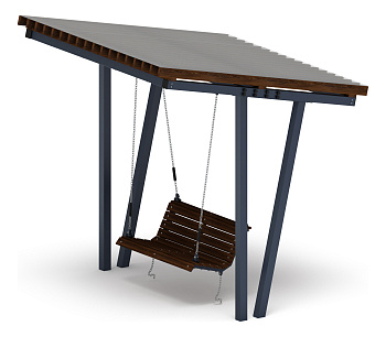 Пергола тент с качелями (наклоная) - МФ 78.03.01-И1 /с поликарбонатом/