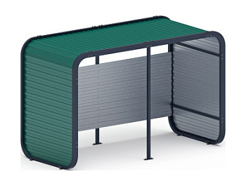 Навес контейнерной площадки для мусора (зеленый) (2 секции) (под анкера) МФ 55.01.02-01