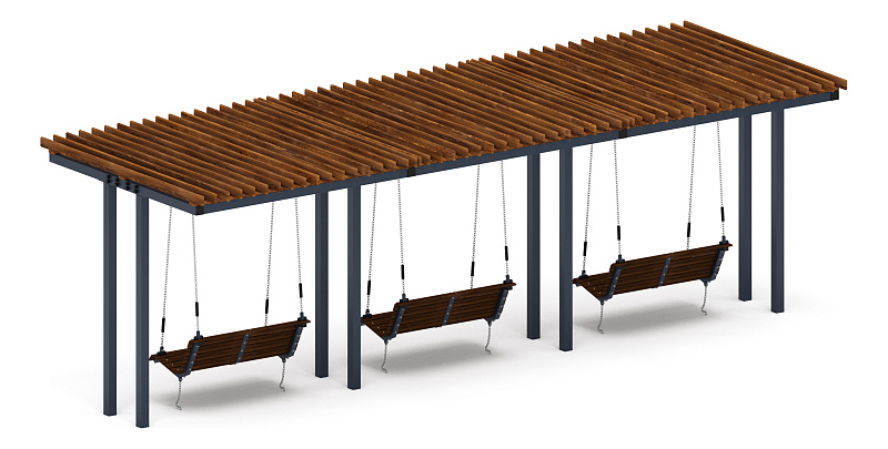 Пергола тент с качелями (прямая) - МФ 78.04.03-01.И1 /без поликарбоната/