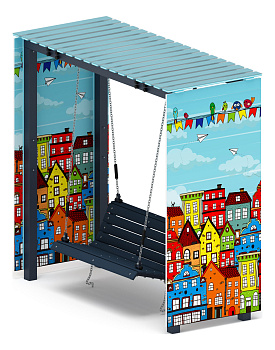 Пергола с качелями (Город) - МФ 78.06.01-04.И1 /с поликарбонатом/