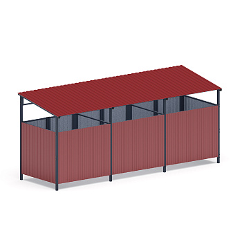 Навес контейнерной площадки для мусора (3 секции) МФ 55.02.02.3-04