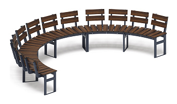 Модульная скамья радиальная (темный дуб) МФ 42.01.25