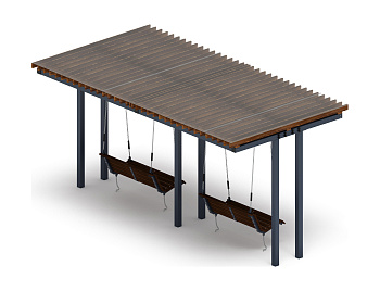 Пергола тент с качелями (прямая) - МФ 78.04.02-И1 /с поликарбонатом/