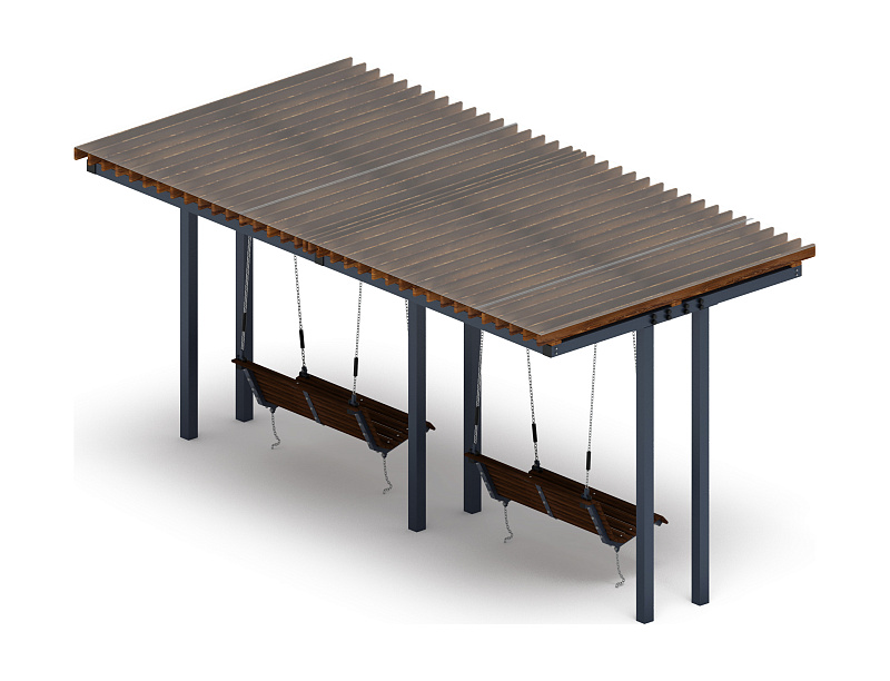 Пергола тент с качелями (прямая) - МФ 78.04.02-И1 /с поликарбонатом/