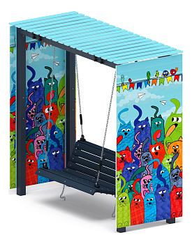 Пергола с качелями (Коты) - МФ 78.06.01-07.И1 /без поликарбоната/