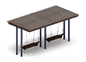 Пергола тент с качелями (прямая) - МФ 78.04.02-И1 /с поликарбонатом/