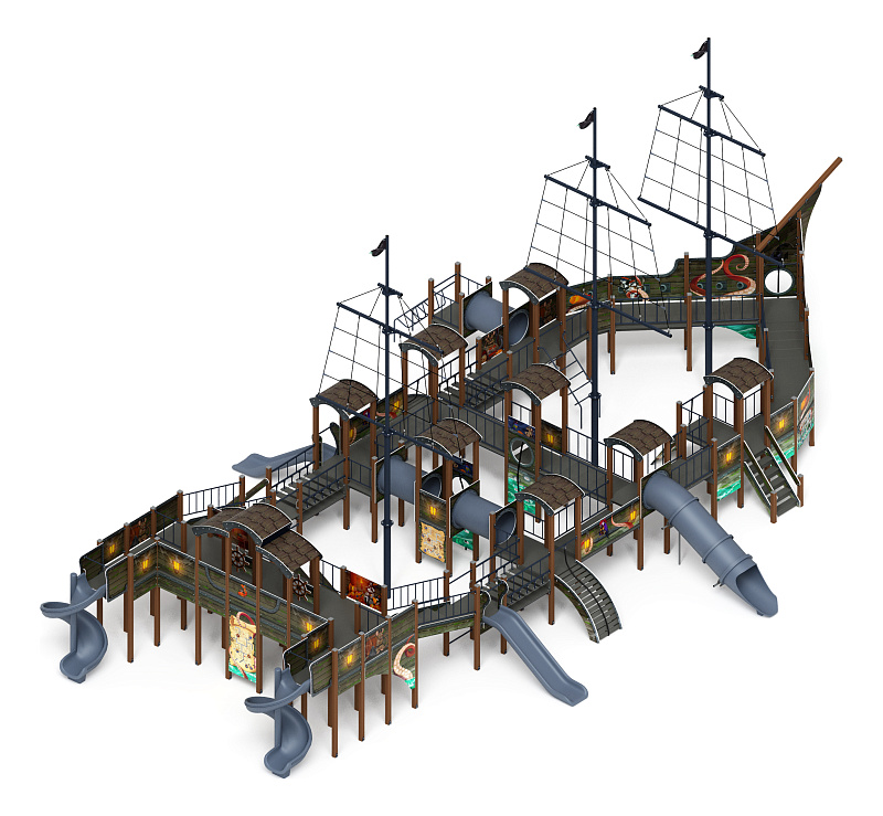 Баркентина (Летучий Голландец)  - ДИК 2.03.3.06-11.И1 - Игровой комплекс (Винтовой скат) H=1200, Н=1500, Н=2000