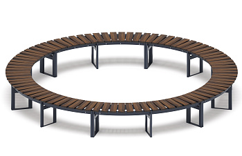 Модульная скамья радиальная (темный дуб) МФ 42.01.26