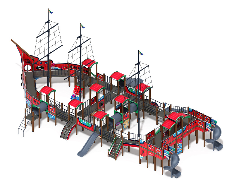 Баркентина (Мульт)  - ДИК 2.03.3.06-10.И1 - Игровой комплекс (Винтовой скат) H=1200, Н=1500, Н=2000