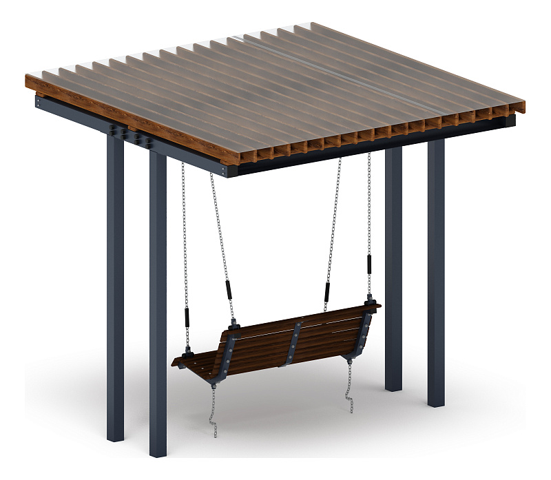 Пергола тент с качелями (прямая) - МФ 78.04.01-И1 /с поликарбонатом/
