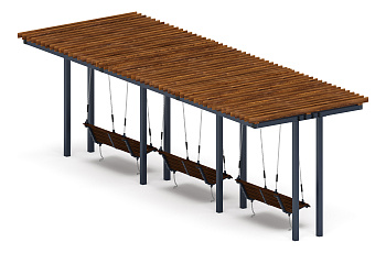 Пергола тент с качелями (прямая) - МФ 78.04.03-01.И1 /без поликарбоната/