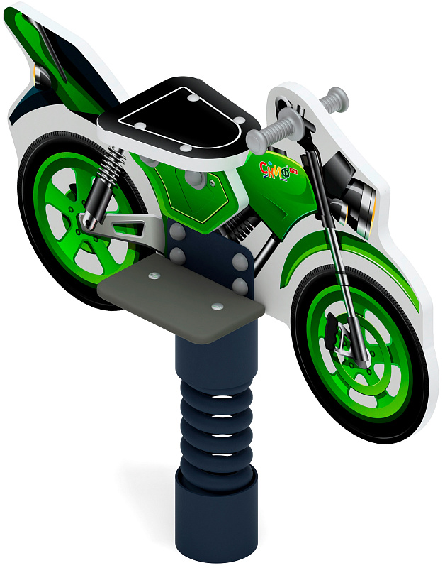 Мотоцикл (зеленый) - Качалка на пружине - ИО 22.03.01-01
