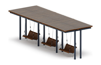 Пергола тент с качелями (прямая) - МФ 78.04.03-И1 /с поликарбонатом/