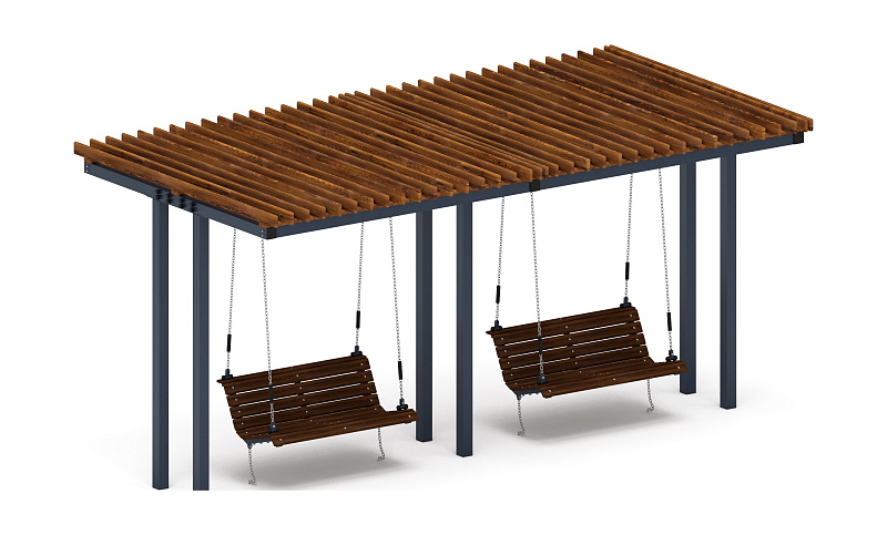 Пергола тент с качелями (прямая) - МФ 78.04.02-01.И1 /без поликарбоната/