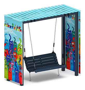 Пергола с качелями (Коты) - МФ 78.06.01-07.И1 /без поликарбоната/