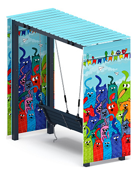 Пергола с качелями (Коты) - МФ 78.06.01-07.И1 /без поликарбоната/