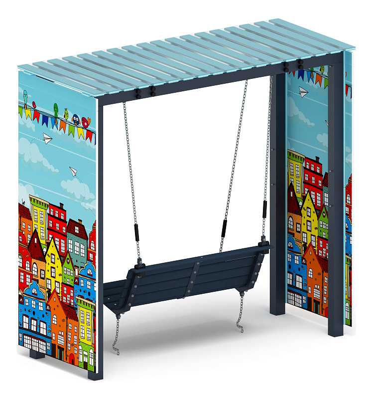 Пергола с качелями (Город) - МФ 78.06.01-04.И1 /с поликарбонатом/