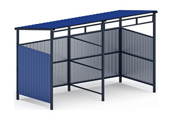 Навес контейнерной площадки для мусора (синий) (2 секции) МФ 55.02.03-03