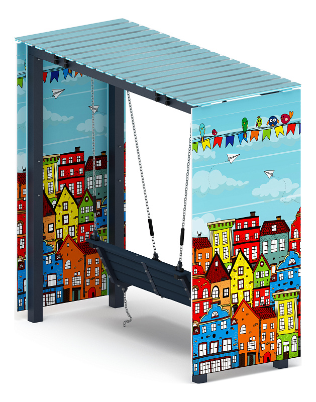 Пергола с качелями (Город) - МФ 78.06.01-04.И1 /с поликарбонатом/