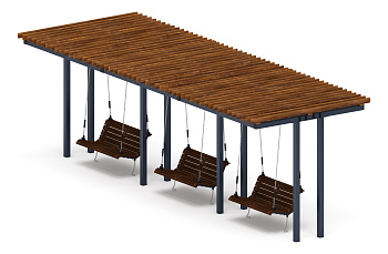 Пергола тент с качелями (прямая) - МФ 78.04.03-01.И1 /без поликарбоната/
