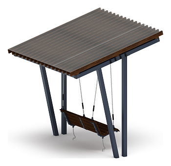 Пергола тент с качелями (наклоная) - МФ 78.03.01-И1 /с поликарбонатом/