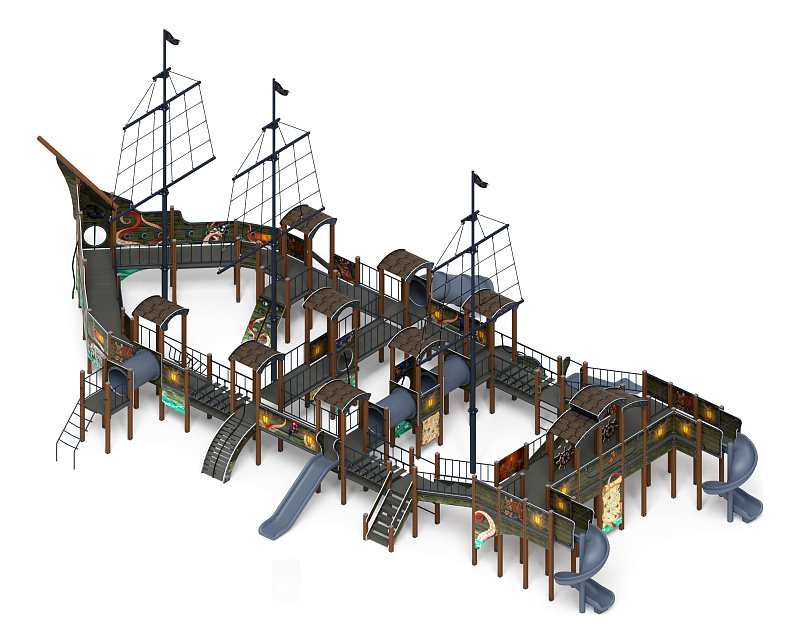 Баркентина (Летучий Голландец)  - ДИК 2.03.3.06-11.И1 - Игровой комплекс (Винтовой скат) H=1200, Н=1500, Н=2000