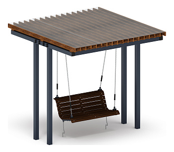 Пергола тент с качелями (прямая) - МФ 78.04.01-И1 /с поликарбонатом/