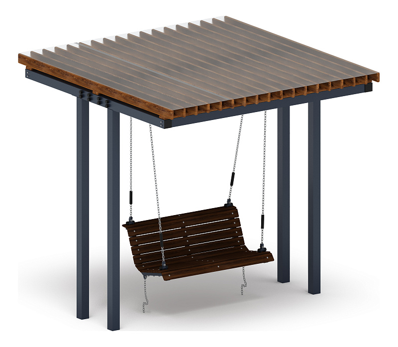Пергола тент с качелями (прямая) - МФ 78.04.01-И1 /с поликарбонатом/