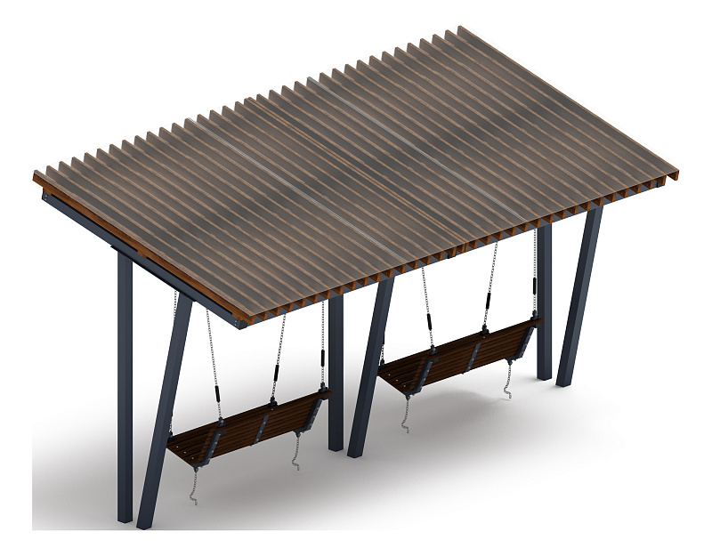 Пергола тент с качелями (наклоная) - МФ 78.03.02-И1 /с поликарбонатом/