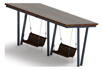 Пергола тент с качелями (наклоная) - МФ 78.03.02-И1 /с поликарбонатом/