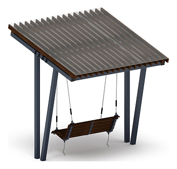 Пергола тент с качелями (наклоная) - МФ 78.03.01-И1 /с поликарбонатом/