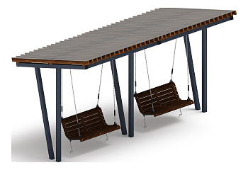 Пергола тент с качелями (наклоная) - МФ 78.03.02-И1 /с поликарбонатом/