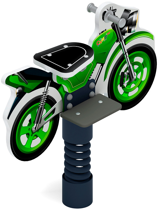 Мотоцикл (зеленый) - Качалка на пружине - ИО 22.03.01-01